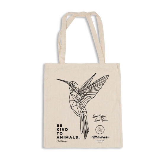 "Be kind to animals" #2 Madal vászon táska (kolibri)